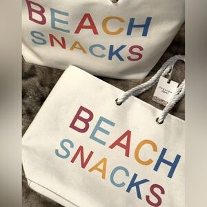 NWT!!! Super Cute Sunglow Style Beach Snacks White Tote Bag